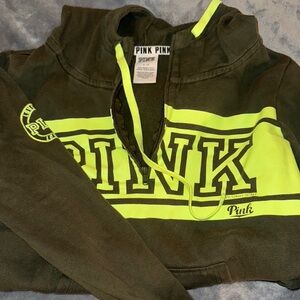 PINK Victoria's Secret Kids Hoodie - Neon Green and Black